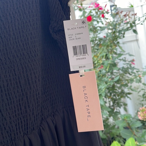 Black Tape_ Women's Tied-Strap Black Smocked Maxi Dress - Large - Picture 12 of 15